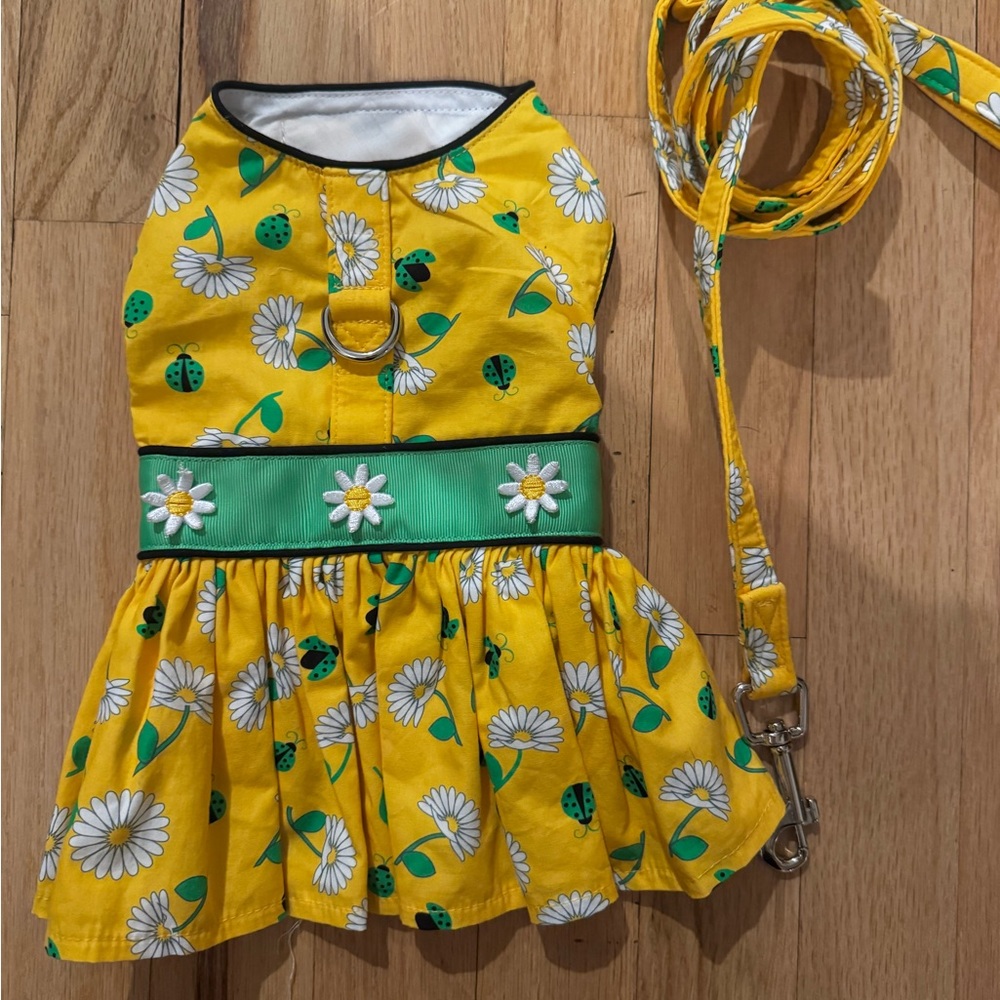 Ladybugs and Daisies Dog Harness Dress with Leash by Doggie Design